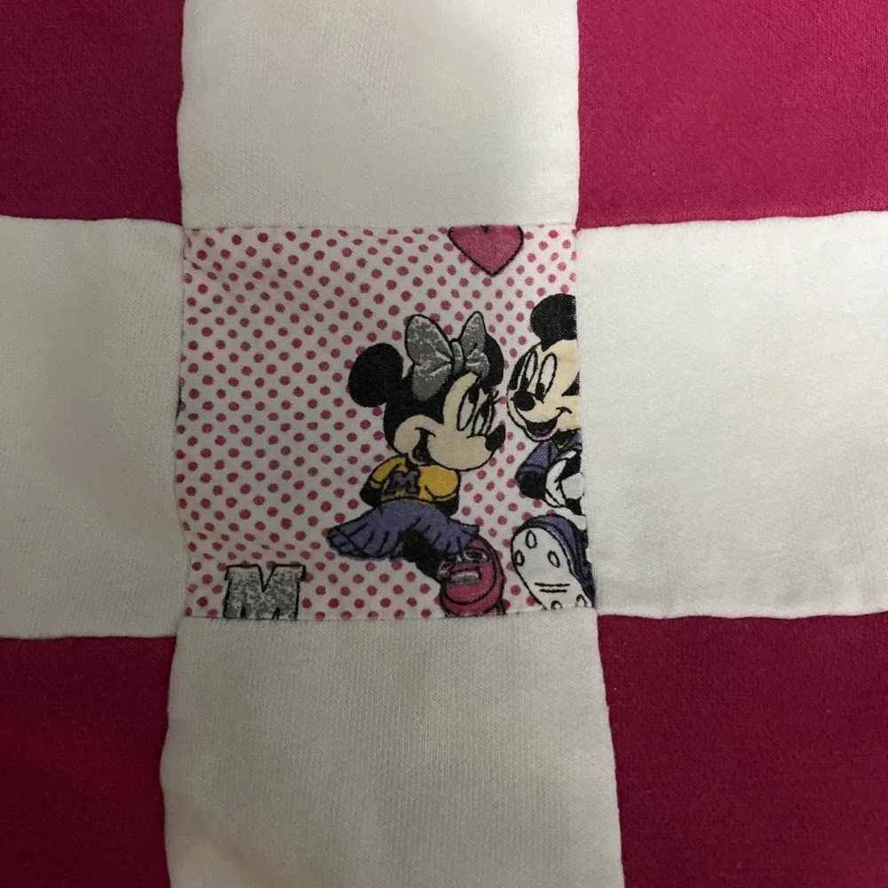 Minnie Mouse Handmade Patchwork‎ Crib Quilt Throw Stroller Baby Blanket 36x40